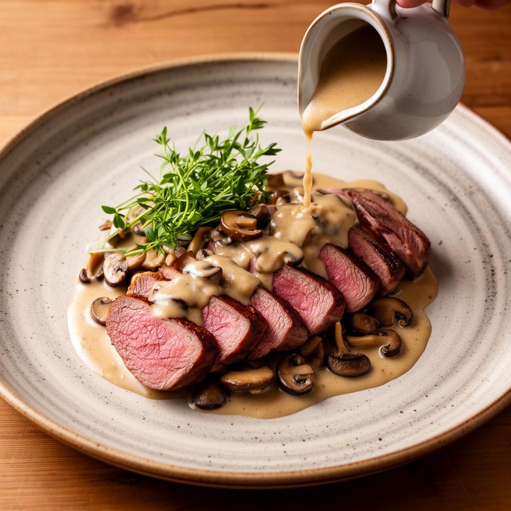 Magret de canard sauce aux cèpes